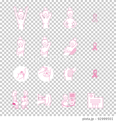 Illustration set about breast cancer screening 92999501