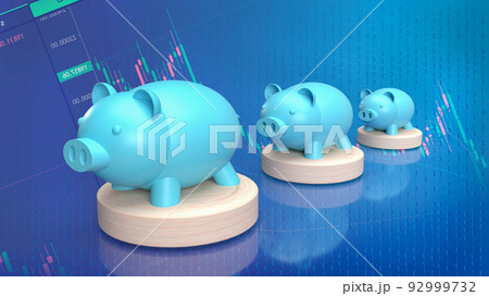 The blue piggy bank   for business concept 3d rendering 92999732