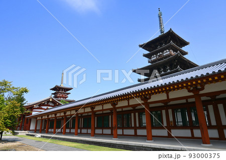 奈良市の世界文化遺産薬師寺の国宝東塔と西塔 93000375