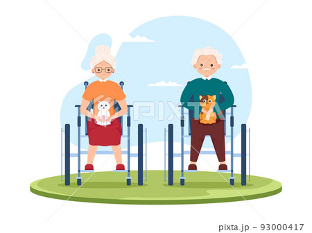 Elderly Care Services Hand Drawn Cartoon Flat Illustration with Caregiver, Nursing Home, Assisted Living and Support Design Elderly Care Services Hand Drawn Cartoon Flat Illustration with Caregiver, Nursing Home, Assisted Living and Support Design 93000417