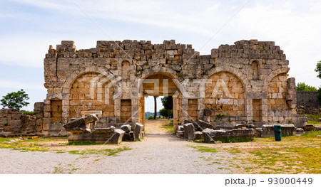 Remains of stone city gate in ancient city of Perge in Turkey Remains of stone city gate in ancient city of Perge in Turkey 93000449