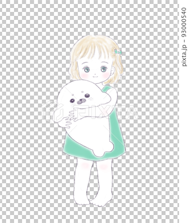 girl hugging a seal 93000540