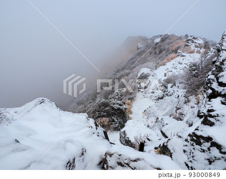 吹雪の中のくじゅう登山道 大分県玖珠郡九重町田野 吹雪の中のくじゅう登山道 大分県玖珠郡九重町田野 93000849