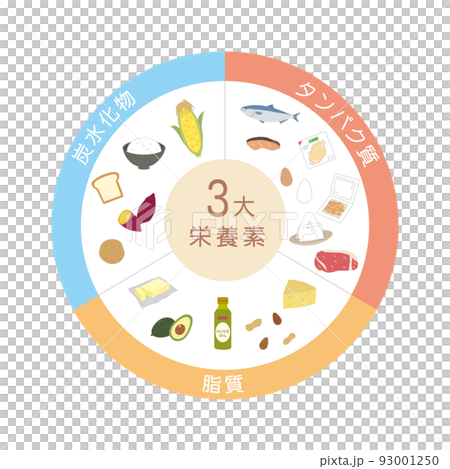 3 major nutrients food ingredients food PFC balance ingredient illustrations 93001250