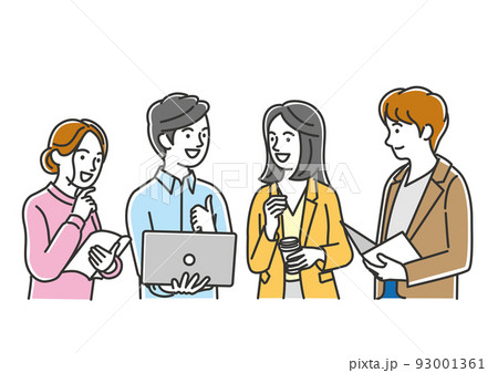 チームで仕事をするビジネスパーソンのイメージイラスト素材 93001361