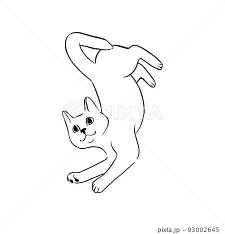 Lying cat black sketch. Playful cat in doodle style. Vector illustration 93002645