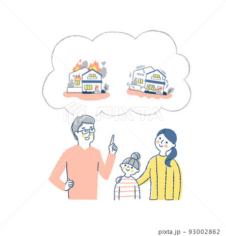 災害について考えている家族 93002862