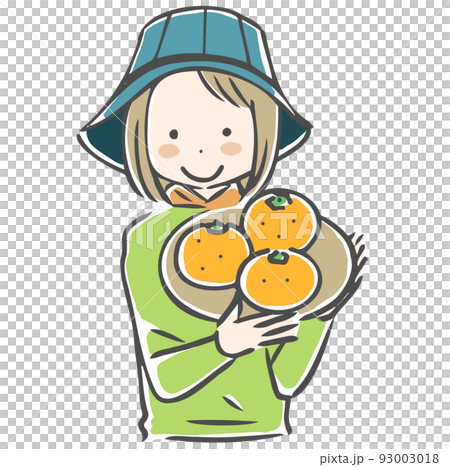 A woman in a working appearance introducing the harvested mandarin oranges 93003018