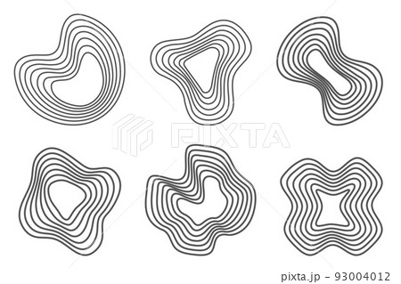 Tree rings organic patterns. Topography line circles. Nature wavy contour shapes. Topographic vector icons. Tree rings organic patterns. Topography line circles. Nature wavy contour shapes. Topographic vector icons. 93004012