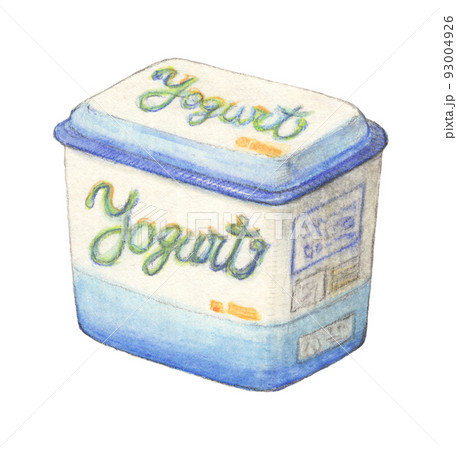 パック入りヨーグルト　水彩色鉛筆イラスト　背景透過 93004926