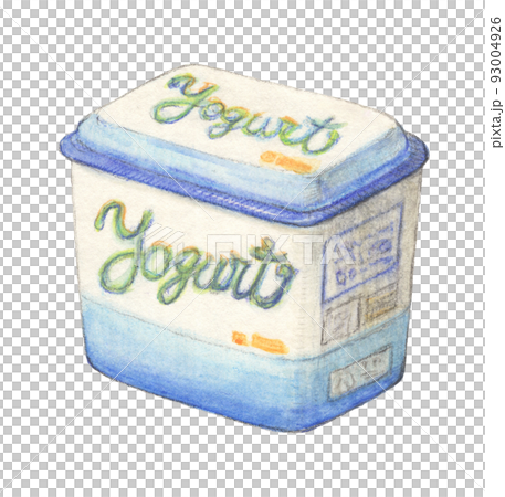 パック入りヨーグルト　水彩色鉛筆イラスト　背景透過 93004926
