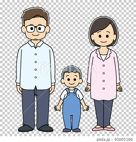 Family of 3 full body illustration 93005166