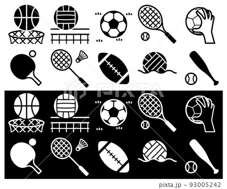 球技のアイコンイラスト　白・黒 93005242