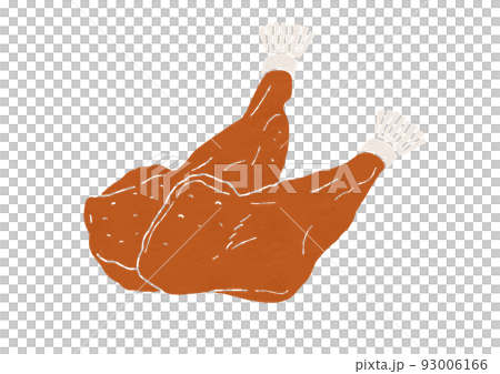 複数のローストチキンのイラスト（版画風） 93006166