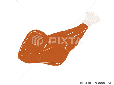単品のローストチキンのイラスト（版画風） 93006178