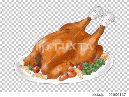 Illustration of roast turkey with vegetables (watercolor style) Illustration of roast turkey with vegetables (watercolor style) 93006187