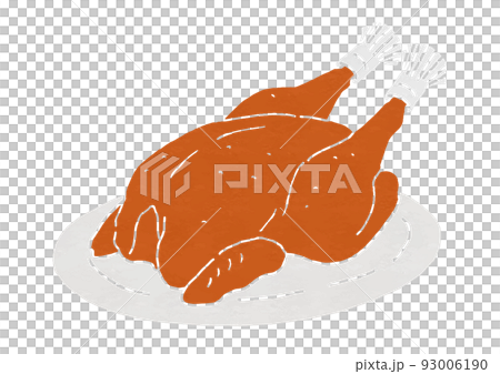 烤火雞的插圖（印刷風格） 93006190