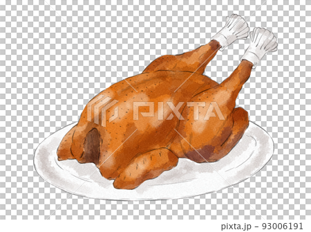 Illustration of roast turkey (watercolor style) 93006191