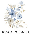 Watercolor digitally painted blue flowers. High quality photo 93006354