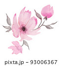 Watercolor digitally painted pink flowers. High quality illustration 93006367