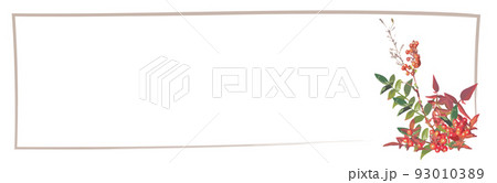 花を装飾した横長のテキストスペースがある枠（薄い色） 93010389