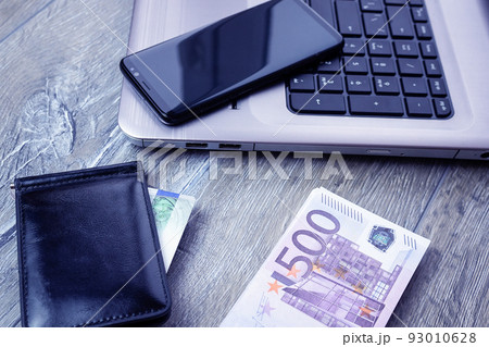 Bank card laptop smartphone Euro Bank card laptop smartphone Euro 93010628