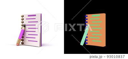 notebook simple icon 3d render on white with alpha notebook simple icon 3d render on white with alpha 93010837