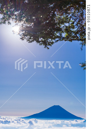（山梨県）櫛形山の山麓から眺める、大雲海に浮かぶ富士山 93010871