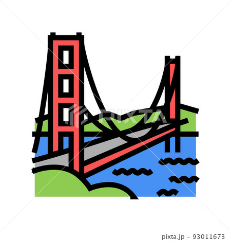 golden gate bridge color icon vector illustration 93011673