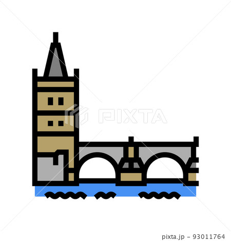 charles bridge color icon vector illustration 93011764