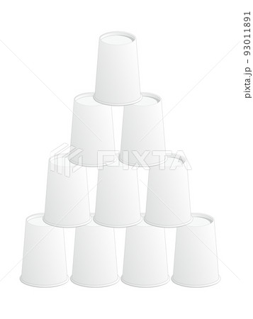 紙コップタワー4段のイラスト 紙コップタワー4段のイラスト 93011891