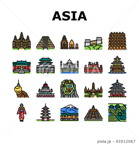 Asia Building And Land Scape Icons Set Vector Asia Building And Land Scape Icons Set Vector 93012067
