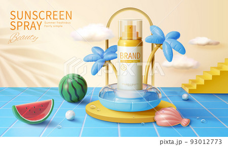 3d summer party beauty ad template 93012773
