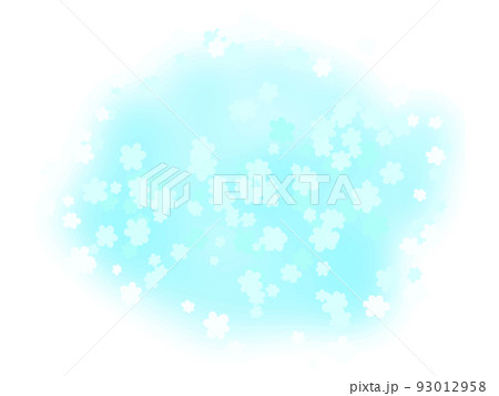 水色のフワフワ花柄背景素材 93012958
