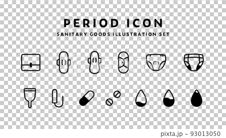 生理用品のアイコンのセット シンプル サニタリー 月経 ナプキン ピル ショーツ タンポン 生理用品のアイコンのセット シンプル サニタリー 月経 ナプキン ピル ショーツ タンポン 93013050