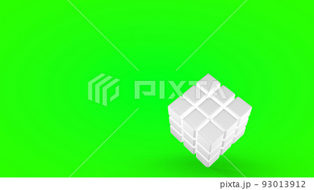 Rotation of the cube at an angle, isolated on a green background. 3D rendering 93013912