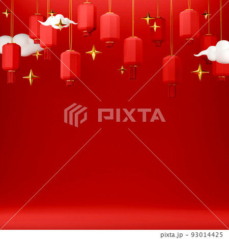 Chinese red luxury background with pedestal, podium, round stage Chinese red luxury background with pedestal, podium, round stage 93014425