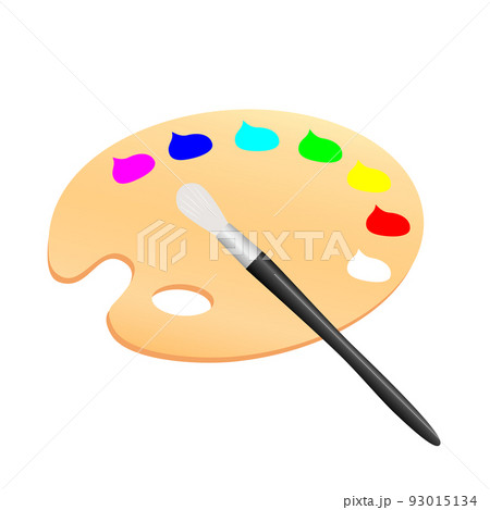 絵の具と筆とパレット 絵を描く趣味のイメージ素材 のイラスト素材