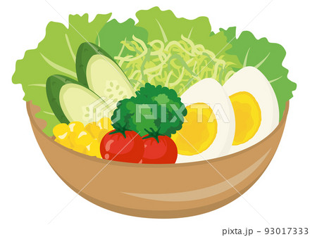 食事_野菜サラダ(ゆで卵入り) 食事_野菜サラダ(ゆで卵入り) 93017333