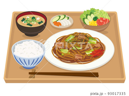 食事_焼きそば定食 93017335