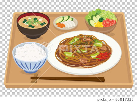 食事_焼きそば定食 93017335