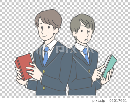 學習對手，朋友形象插圖-高中生，初中生，西裝外套，冬裝 93017661