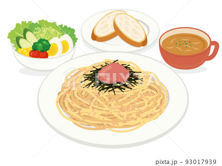 食事_パスタ_たらこスパゲティ_明太子スパゲティ_セット 93017939