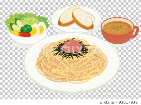 食事_パスタ_たらこスパゲティ_明太子スパゲティ_セット 93017939