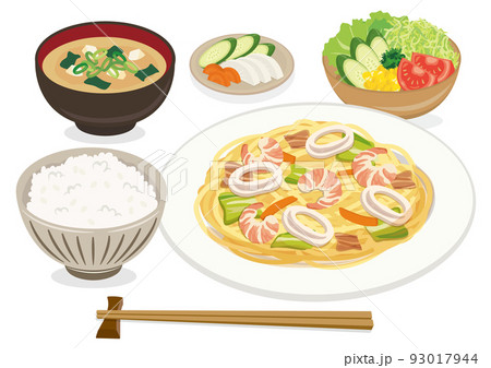 食事_海鮮塩焼きそば定食 93017944