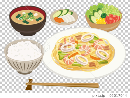 食事_海鮮塩焼きそば定食 93017944