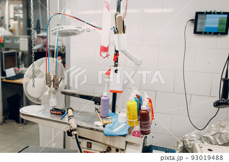 Dry cleaning clothes. Clean cloth chemical process. Laundry industrial dry-cleaning. 93019488