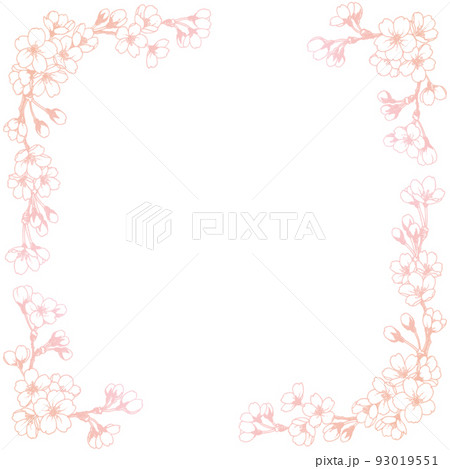 ペン画桜のフレーム素材 93019551