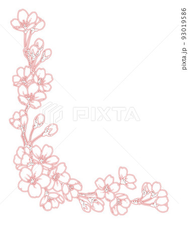 ペン画桜のフレーム素材 93019586