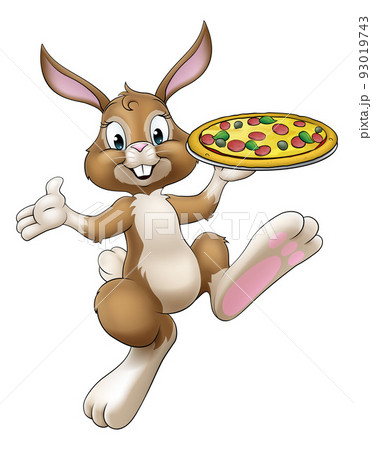 Easter Bunny Rabbit Cartoon Pizza Restaurant Chef 93019743